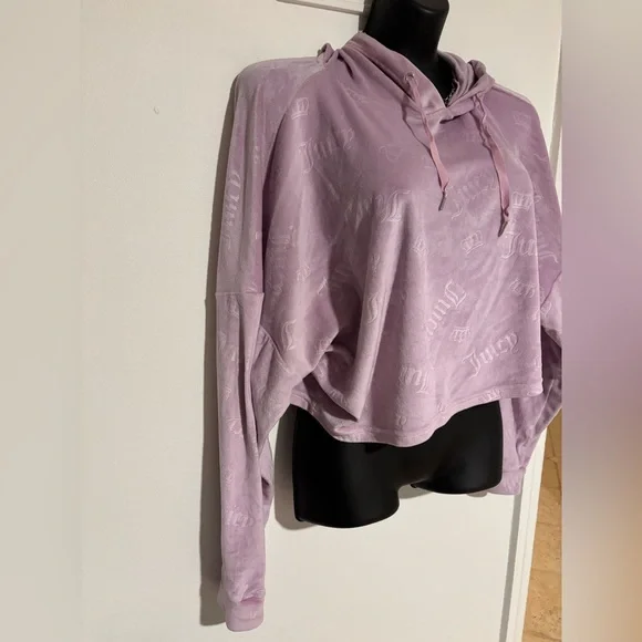 RARE XL Juicy Couture pink suit cropped hoodie joggers pajamas sweatsuit baggy - Picture 4 of 13